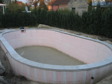 Styropor Schwimmbecken-Bausatz oval 600x300 cm, Tiefe 150cm