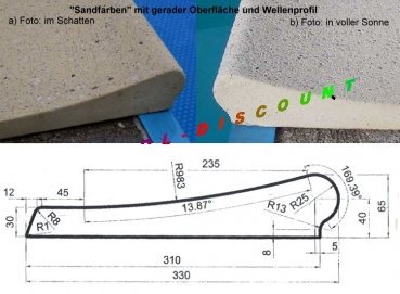 FUTURE-POOL Beckenrandsteine sandgelb, Welle, für Römische Treppe 300